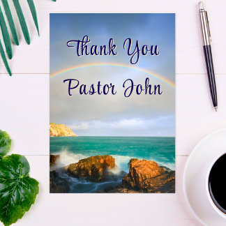 Ocean Rainbow Pastor Appreciation Thank You Card