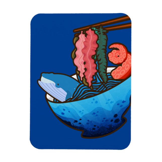 Ocean Ramen Tentacle Kelp Whale Food Nature Magnet (Vertical)
