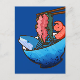 Ocean Ramen Tentacle Kelp Whale Food Nature Postcard