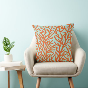 Ocean Red Coral Reef Throw Pillow