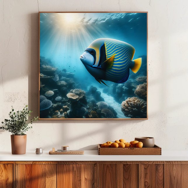 Ocean reef Emperor angelfish colourful bathroom  Poster (Creator Uploaded)