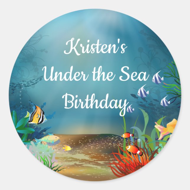 Ocean Reef Under the Sea Birthday Party Classic Round Sticker (Front)