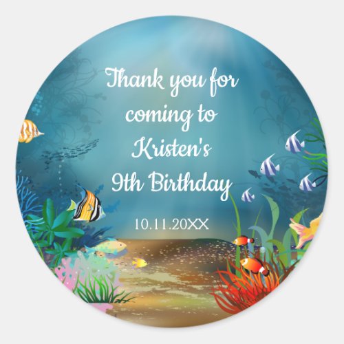 Ocean Reef Under the Sea Birthday Party Classic Round Sticker