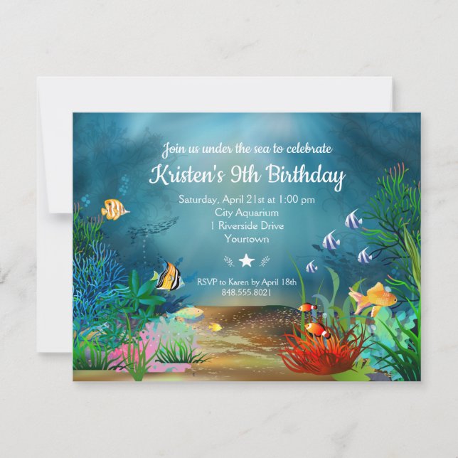 Ocean Reef Under the Sea Birthday Party Invitation (Front)