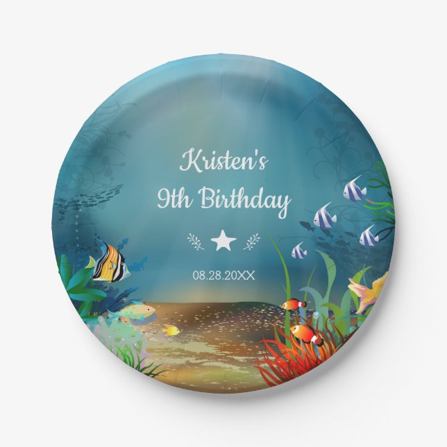 Ocean Reef Under the Sea Birthday Party Paper Plates (Front)