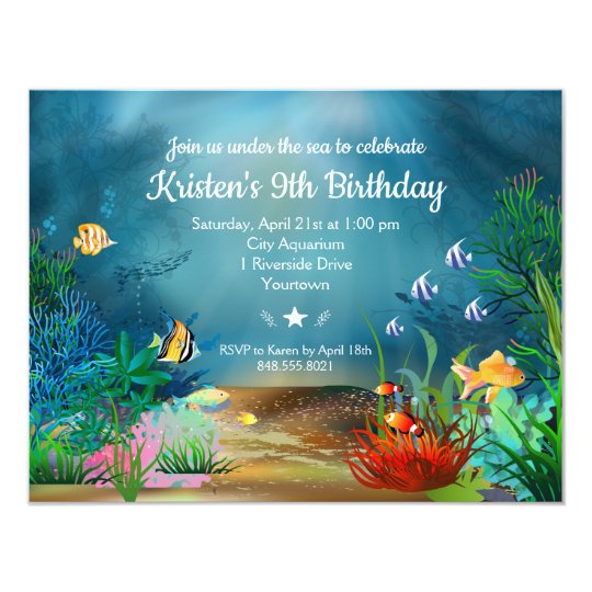 ocean reefunder the sea birthday party invitation zazzle com