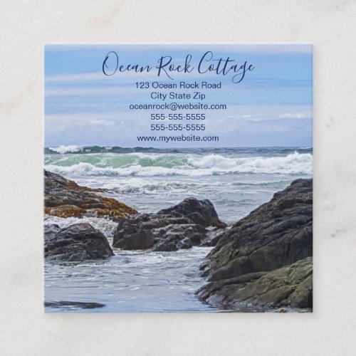 Ocean Rock Beach House Vacation Rental Square Business Card