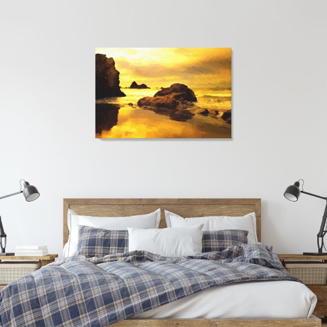 Ocean Rock Oil Painting Print (Insitu(Bedroom))