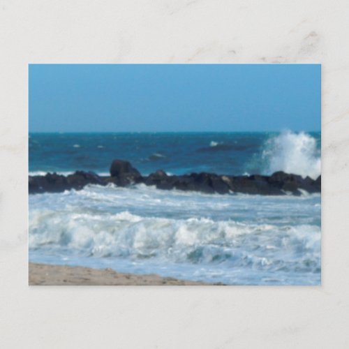Ocean rocks beach Cape May Jersey Shore postcard