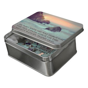 Ocean Rocky Seashore Sunset Christian Bible Verse Jigsaw Puzzle