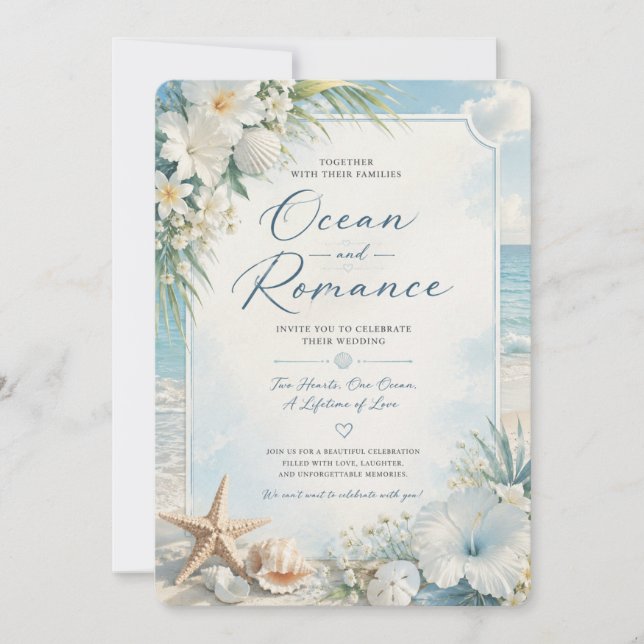 Ocean Romance Beach Wedding Invitation (Front)