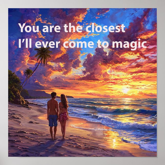 💕 Ocean Romance Couple Love Valentine Quote Wall  Poster (Front)