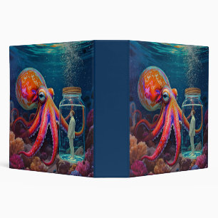 "Ocean’s Silent Captive" – Octopus Portrait 3 Ring Binder