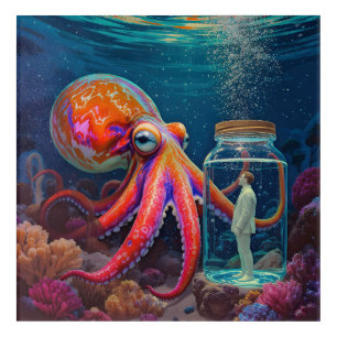 "Ocean’s Silent Captive" – Octopus Portrait Acrylic Print