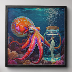 "Ocean’s Silent Captive" – Octopus Portrait Peel And Stick Photo Tile