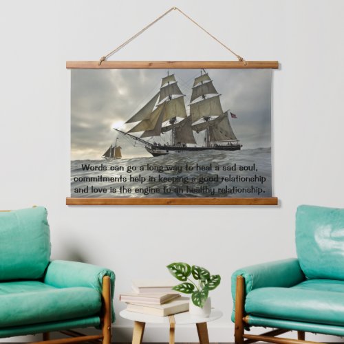 Ocean Sail Boat in the open sea Hanging Tapestry