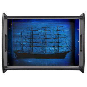 Ocean Sail Boat Serving Tray