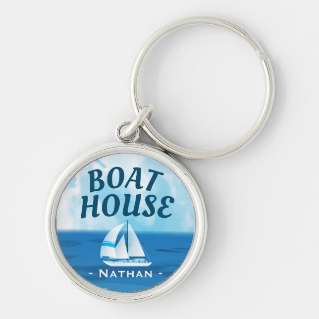 Ocean Sailboat Boat House Keys Personalised Keychain (Front)