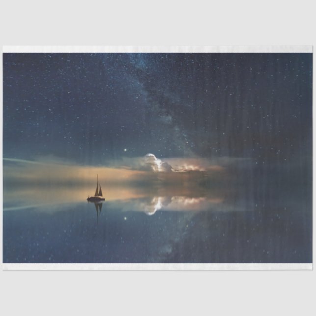 Ocean Sailboat Galaxy Stars 20x30  Decoupage Tissue Paper (Front)