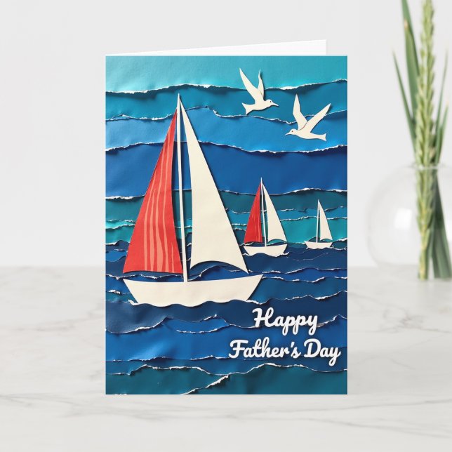 Ocean Sailboats Fathers Day Card (Front)