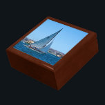 Ocean Sailboats Wooden Jewelry Keepsake Box<br><div class="desc">This Sailboats Ocean Wooden Jewelry Box features sailboats on the world-famous Sydney Harbour in Australia. You can almost feel the action on the water in this beautiful design. Customize it by choosing from other sizes and colours to suit your decor.</div>