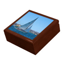 Ocean Sailboats Wooden Jewelry Keepsake Box