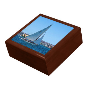 Ocean Sailboats Wooden Jewelry Keepsake Box