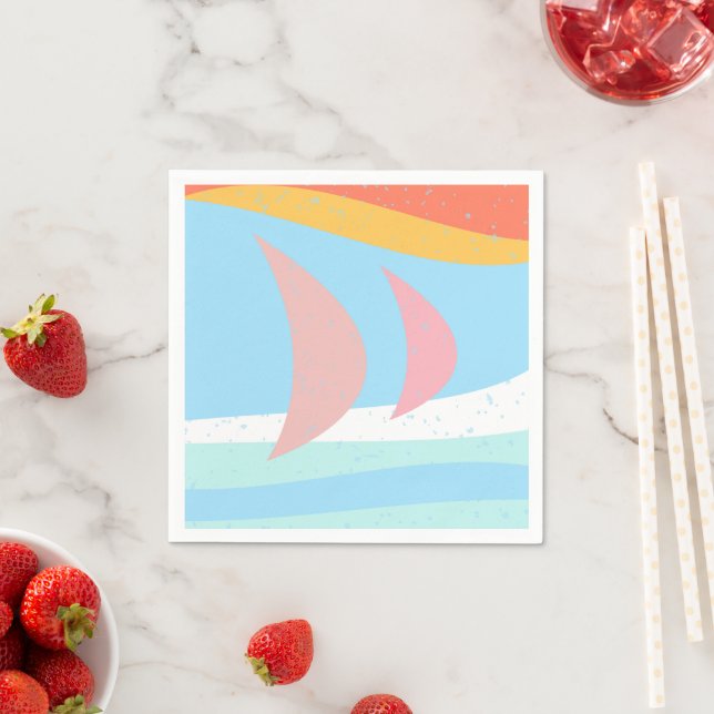 Ocean Sailing Abstract Pastel Napkins (Insitu)