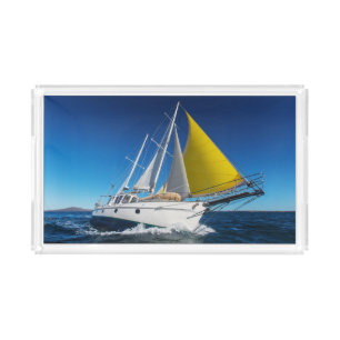 Ocean Sailing In A Yacht Acrylic Tray