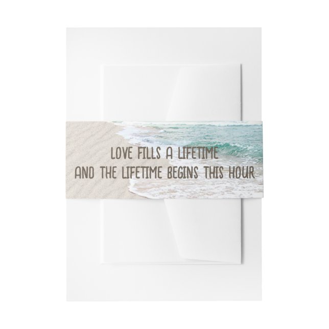 Ocean Sand and Surf With Quote Invitation Belly Band (Front Example)