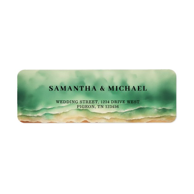 Ocean Sand Beach Wedding Address Label