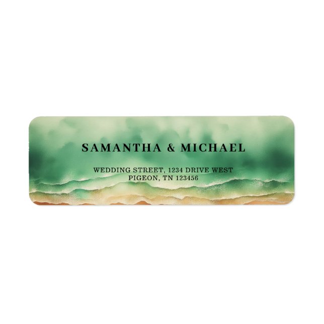 Ocean Sand Beach Wedding Address Label (Front)