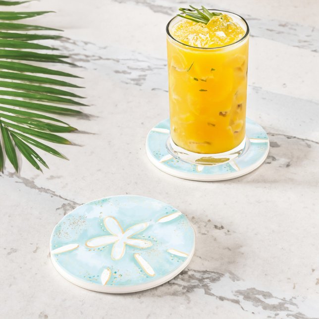 Ocean Sand Dollar Seashell Watercolor Illustration Coaster (Ocean Sand Dollar Seashell Watercolor Illustration Coaster)