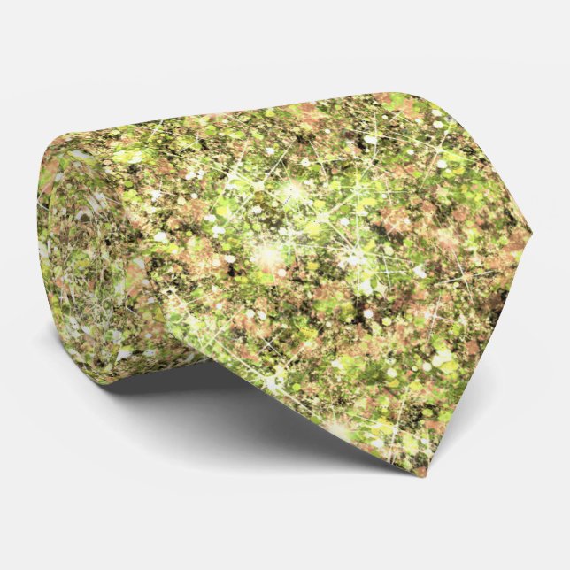 Ocean Sand Glitz Green Light Brown Mermaid Glitter Neck Tie (Rolled)