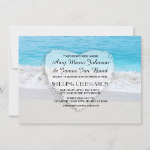 Ocean sand heart beach wedding invitations beach1