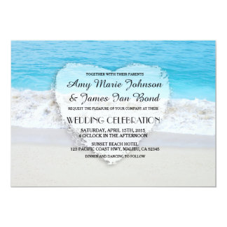 Ocean sand heart beach wedding invitations beach1