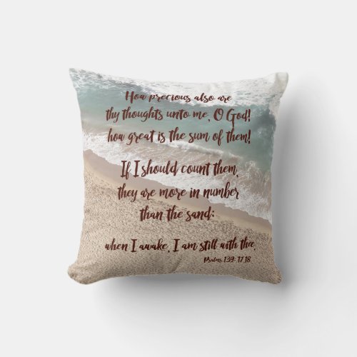 OceanSand Psalms 139 Bible Verses Throw Pillow