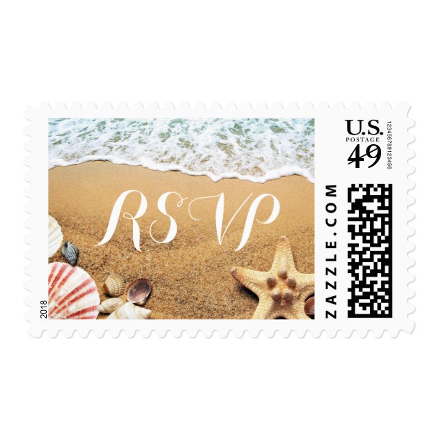 Ocean Sand Starfish Seashell | Beach Wedding RSVP Postage