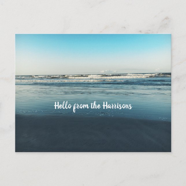 Ocean Scene Hello From Personalized Announcement Postcard (Front)