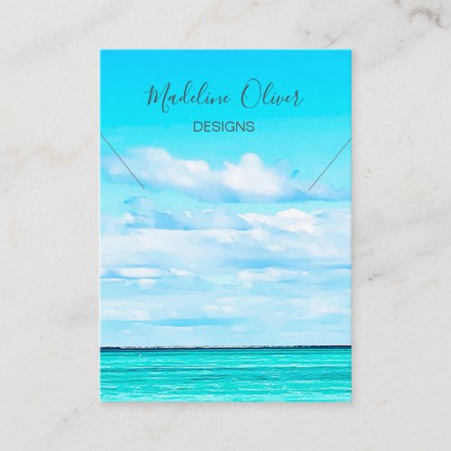 Ocean Scene Necklace Blue Display Business Card