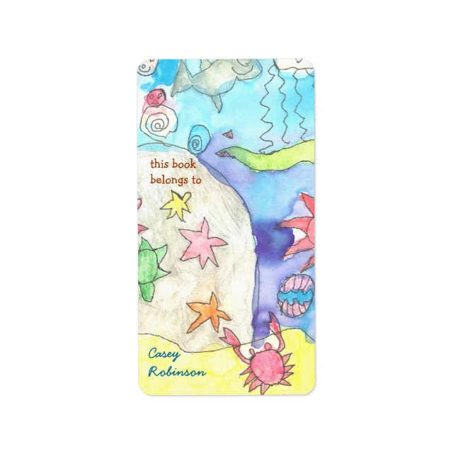 Ocean scene personalized bookplate (Front)