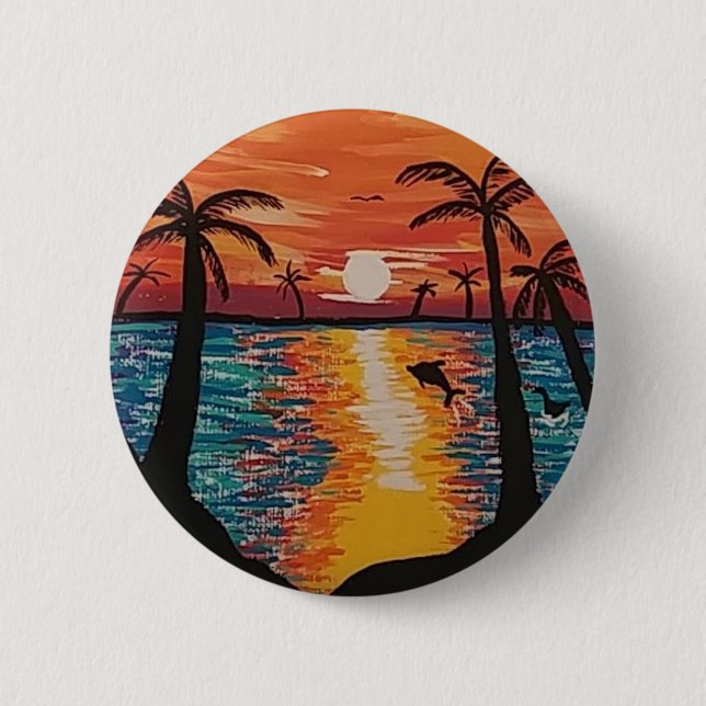 Ocean Scene "Picture Perfect Escape" pin/ Button (Front)