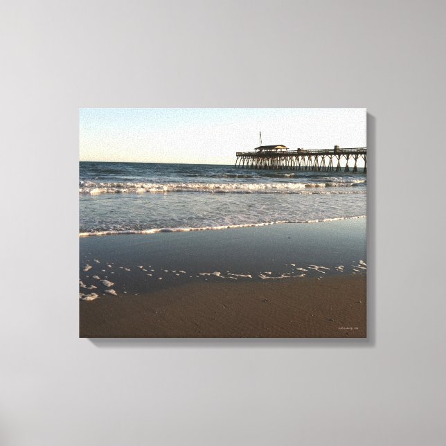 Ocean Scene, showing Myrtle Beach State Park Pier Canvas Print (Front)