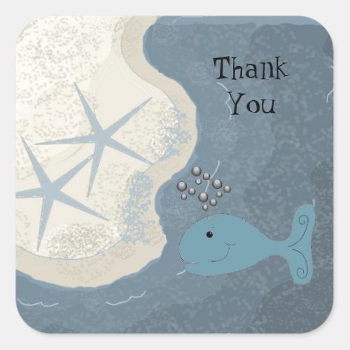 Ocean Scene Thank You Square Sticker