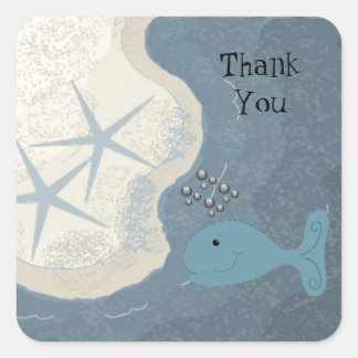 Ocean Scene Thank You Square Sticker