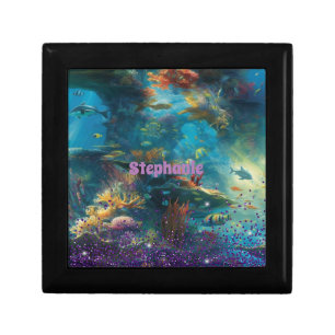 Ocean Scene with Purple Glitter  Gift Box