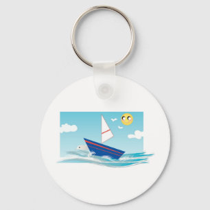 Ocean Scene with Sailboat Keychain