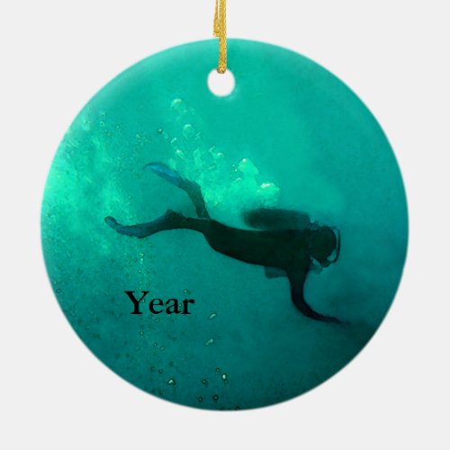 Ocean Scuba Diver Ceramic Ornament