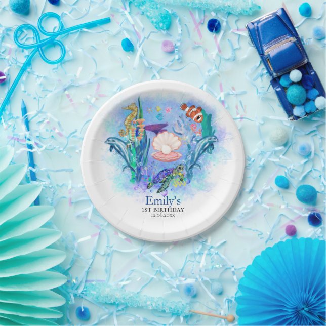 Ocean Sea Animals Baby Birthday Party Paper Plates (Party)
