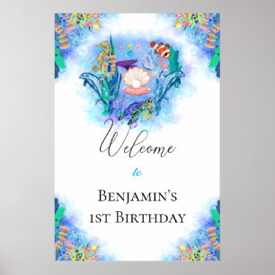 Ocean Sea Animals Colourful Birthday Baby Poster